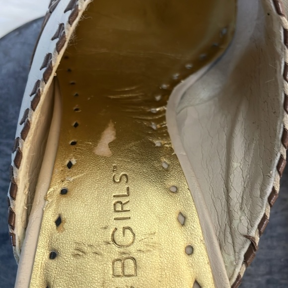 #1171 BCBGirls Off White and Brown Mules w/ Stitched Leather Design-7 - Picture 10 of 12